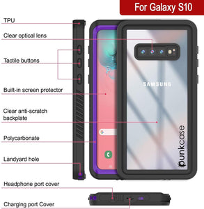 Galaxy S10+ Plus Water/Shockproof Slim Screen Protector Case [Purple]