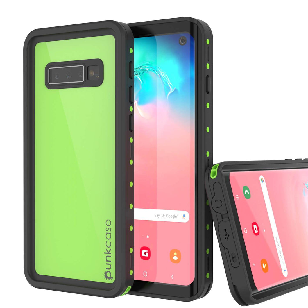 Galaxy S10 Waterproof Case PunkCase StudStar Light Green Thin 6.6ft Underwater IP68 ShockProof