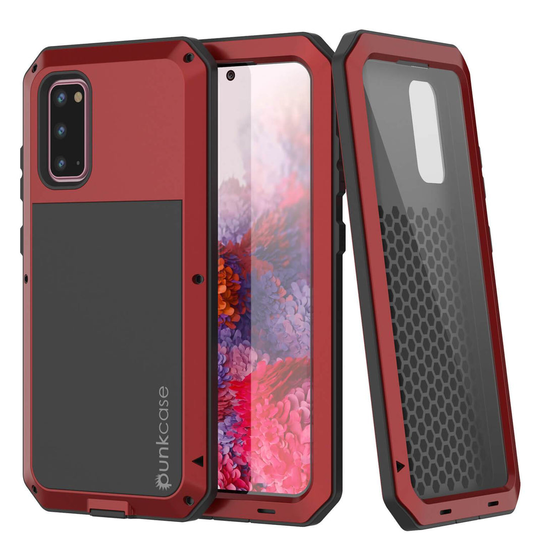 Galaxy s20 Metal Case, Heavy Duty Military Grade Rugged Armor Cover [Red]