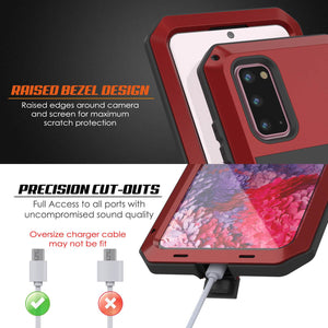 Galaxy s20 Metal Case, Heavy Duty Military Grade Rugged Armor Cover [Red]