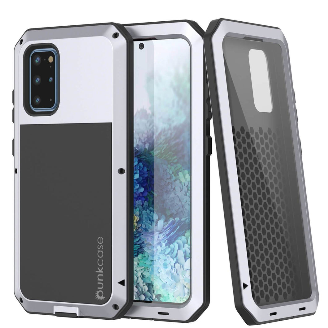 Galaxy s20+ Plus Metal Case, Heavy Duty Military Grade Rugged Armor Cover [White]