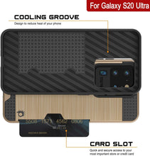 Load image into Gallery viewer, Galaxy S20 Ultra Case, PUNKcase [SLOT Series] [Slim Fit] Dual-Layer Armor Cover w/Integrated Anti-Shock System, Credit Card Slot [Gold]
