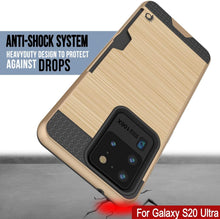 Load image into Gallery viewer, Galaxy S20 Ultra Case, PUNKcase [SLOT Series] [Slim Fit] Dual-Layer Armor Cover w/Integrated Anti-Shock System, Credit Card Slot [Gold]
