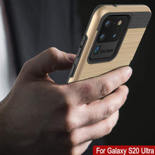 Load image into Gallery viewer, Galaxy S20 Ultra Case, PUNKcase [SLOT Series] [Slim Fit] Dual-Layer Armor Cover w/Integrated Anti-Shock System, Credit Card Slot [Gold]
