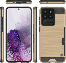 Load image into Gallery viewer, Galaxy S20 Ultra Case, PUNKcase [SLOT Series] [Slim Fit] Dual-Layer Armor Cover w/Integrated Anti-Shock System, Credit Card Slot [Gold]
