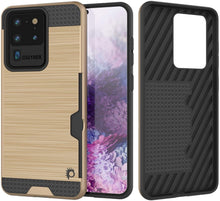 Load image into Gallery viewer, Galaxy S20 Ultra Case, PUNKcase [SLOT Series] [Slim Fit] Dual-Layer Armor Cover w/Integrated Anti-Shock System, Credit Card Slot [Gold]

