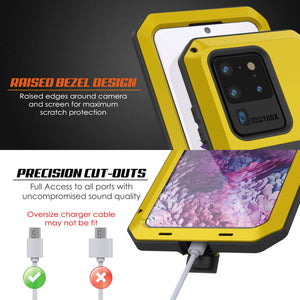 Galaxy S20 Ultra Metal Case, Heavy Duty Military Grade Rugged Armor Cover [Neon]