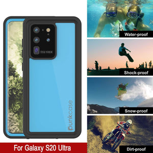 Galaxy S20 Ultra Waterproof Case PunkCase StudStar Light Blue Thin 6.6ft Underwater IP68 ShockProof