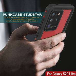 Galaxy S20 Ultra Waterproof Case PunkCase StudStar Red Thin 6.6ft Underwater IP68 Shock/Snow Proof