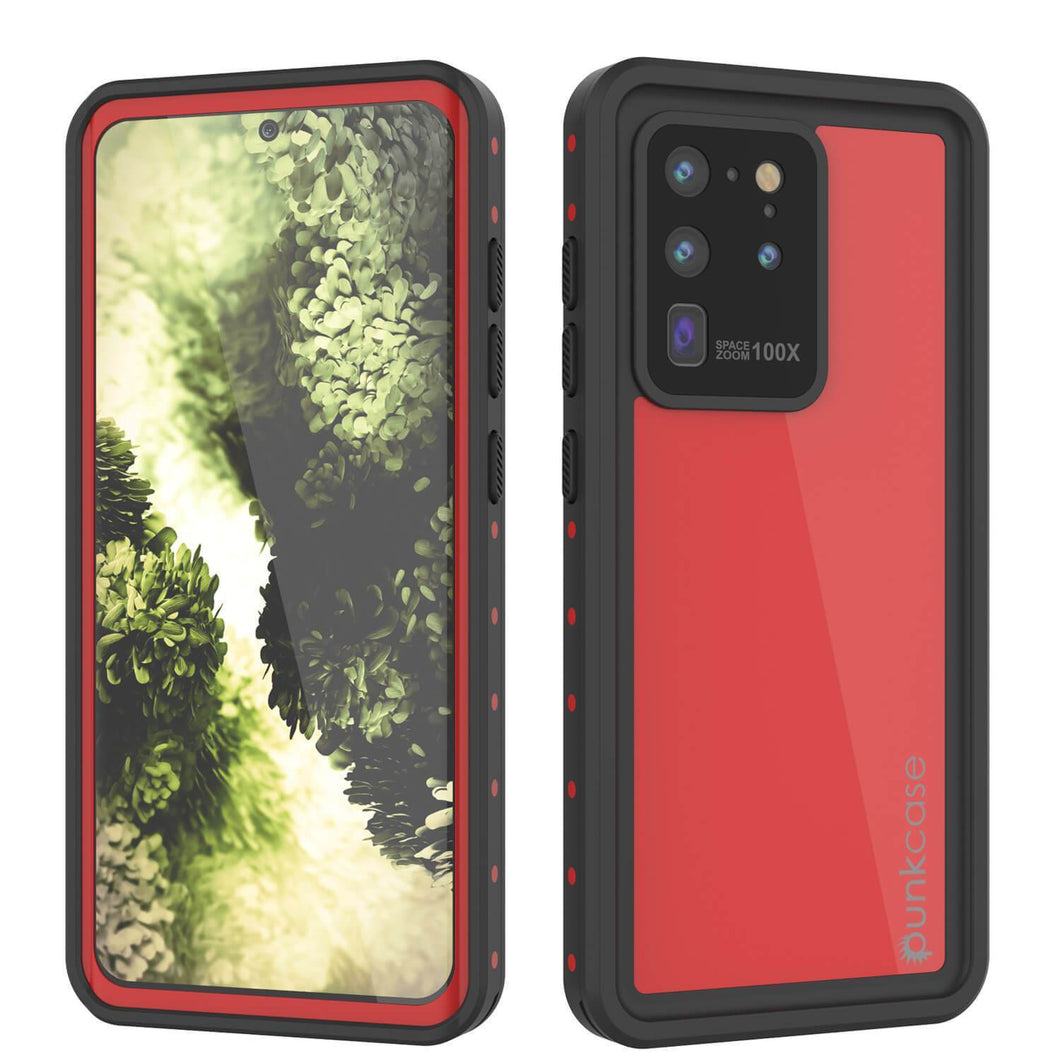 Galaxy S20 Ultra Waterproof Case PunkCase StudStar Red Thin 6.6ft Underwater IP68 Shock/Snow Proof