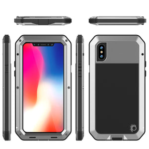 iPhone XR Metal Case, Heavy Duty Military Grade Armor Cover [shock proof] Full Body Hard [Silver]