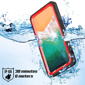 iPhone XS Max Waterproof Case, Punkcase [Extreme Series] Armor Cover W/ Built In Screen Protector [Red]