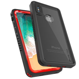 iPhone XS Max Waterproof Case, Punkcase [Extreme Series] Armor Cover W/ Built In Screen Protector [Red]