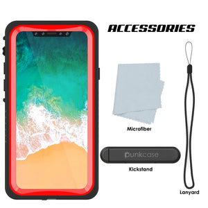 iPhone XS Max Waterproof Case, Punkcase [Extreme Series] Armor Cover W/ Built In Screen Protector [Red]