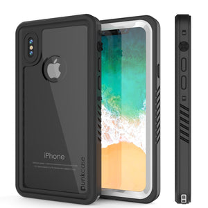 iPhone XS Max Waterproof Case, Punkcase [Extreme Series] Armor Cover W/ Built In Screen Protector [White]