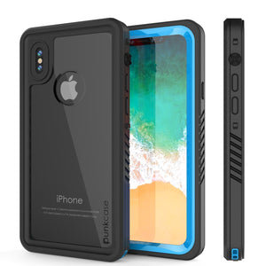 iPhone XS Max Waterproof Case, Punkcase [Extreme Series] Armor Cover W/ Built In Screen Protector [Light Blue]