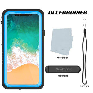 iPhone XS Max Waterproof Case, Punkcase [Extreme Series] Armor Cover W/ Built In Screen Protector [Light Blue]