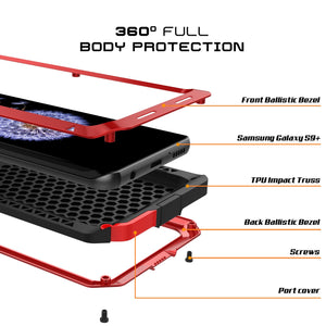 Galaxy S9 Plus Metal Case, Heavy Duty Military Grade Rugged Armor Cover [Red]