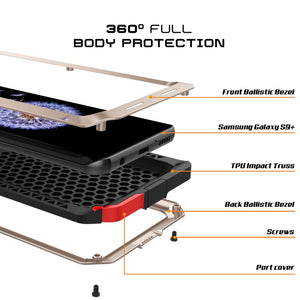 Galaxy S9 Plus Metal Case, Heavy Duty Military Grade Rugged Armor Cover [Gold]