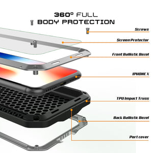 iPhone XR Metal Case, Heavy Duty Military Grade Armor Cover [shock proof] Full Body Hard [Silver]