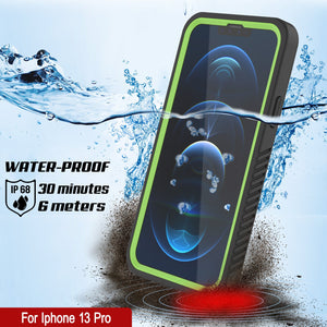 iPhone 13 Pro  Waterproof Case, Punkcase [Extreme Series] Armor Cover W/ Built In Screen Protector [Light Green]