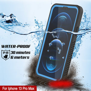 iPhone 13 Pro Max  Waterproof Case, Punkcase [Extreme Series] Armor Cover W/ Built In Screen Protector [Light Blue]