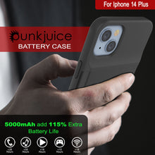 Load image into Gallery viewer, iPhone 14 Plus Battery Case, PunkJuice 4800mAH Fast Charging Power Bank W/ Screen Protector | [Black]
