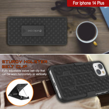 Load image into Gallery viewer, Punkcase iPhone 14 Plus Case With Tempered Glass Screen Protector, Holster Belt Clip &amp; Built-In Kickstand [Black]

