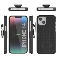 Load image into Gallery viewer, iPhone 15 Case With Tempered Glass Screen Protector, Holster Belt Clip &amp; Built-In Kickstand [Red]
