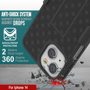 iPhone 15 Case With Tempered Glass Screen Protector, Holster Belt Clip & Built-In Kickstand [Red]