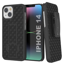 Load image into Gallery viewer, iPhone 15 Case With Tempered Glass Screen Protector, Holster Belt Clip &amp; Built-In Kickstand [Red]

