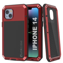 Load image into Gallery viewer, iPhone 14 Metal Case, Heavy Duty Military Grade Armor Cover [shock proof] Full Body Hard [Red]
