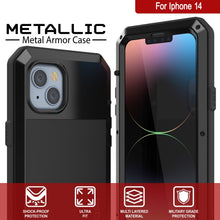 Load image into Gallery viewer, iPhone 14 Metal Case, Heavy Duty Military Grade Armor Cover [shock proof] Full Body Hard [Black]
