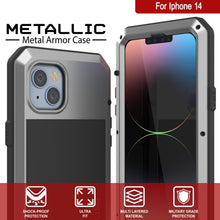 Load image into Gallery viewer, iPhone 14 Metal Case, Heavy Duty Military Grade Armor Cover [shock proof] Full Body Hard [Silver]

