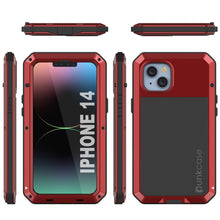 Load image into Gallery viewer, iPhone 14 Metal Case, Heavy Duty Military Grade Armor Cover [shock proof] Full Body Hard [Red]
