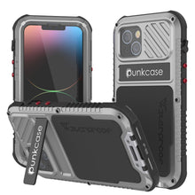 Load image into Gallery viewer, iPhone 14 Metal Extreme 3.0 Case, Heavy Duty Military Grade Armor Cover [shock proof] Waterproof Aluminum Case [Silver]
