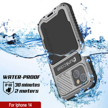 Load image into Gallery viewer, iPhone 14 Metal Extreme 3.0 Case, Heavy Duty Military Grade Armor Cover [shock proof] Waterproof Aluminum Case [Silver]
