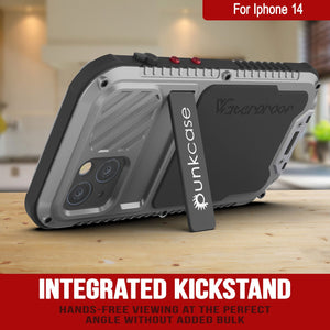 iPhone 14 Metal Extreme 3.0 Case, Heavy Duty Military Grade Armor Cover [shock proof] Waterproof Aluminum Case [Silver]