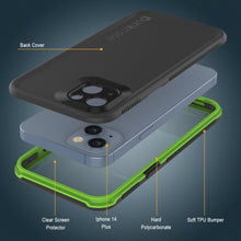 Load image into Gallery viewer, Punkcase iPhone 14 Plus Waterproof Case [Aqua Series] Armor Cover [Black-Green]
