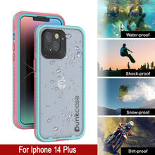 Load image into Gallery viewer, Punkcase iPhone 14 Plus Waterproof Case [Aqua Series] Armor Cover [Clear Pink] [Clear Back]
