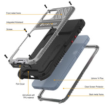 Load image into Gallery viewer, iPhone 14 Plus Metal Extreme 3.0 Case, Heavy Duty Military Grade Armor Cover [shock proof] Waterproof Aluminum Case [Silver]
