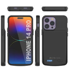 Load image into Gallery viewer, iPhone 14 Pro Battery Case, PunkJuice 4800mAH Fast Charging Power Bank W/ Screen Protector | [Black]
