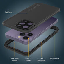 Load image into Gallery viewer, Punkcase iPhone 14 Pro Max Waterproof Case [Aqua Series] Armor Cover [Black]
