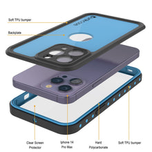 Load image into Gallery viewer, iPhone 14 Pro Max Waterproof IP68 Case, Punkcase [Light blue] [StudStar Series] [Slim Fit] [Dirtproof]
