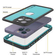 Load image into Gallery viewer, iPhone 14 Pro Max Waterproof IP68 Case, Punkcase [Teal] [StudStar Series] [Slim Fit]
