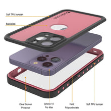 Load image into Gallery viewer, iPhone 14 Pro Max Waterproof IP68 Case, Punkcase [Pink] [StudStar Series] [Slim Fit] [Dirtproof]
