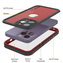 Load image into Gallery viewer, iPhone 14 Pro Max Waterproof IP68 Case, Punkcase [Red] [StudStar Series] [Slim Fit]
