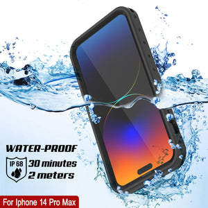 iPhone 14 Pro Max Waterproof IP68 Case, Punkcase [Black] [StudStar Series] [Slim Fit]