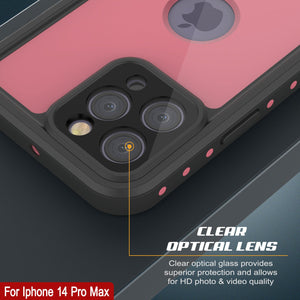 iPhone 14 Pro Max Waterproof IP68 Case, Punkcase [Pink] [StudStar Series] [Slim Fit] [Dirtproof]