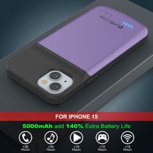 Load image into Gallery viewer, iPhone 15 Battery Case, PunkJuice 5000mAH Fast Charging Power Bank W/ Screen Protector | [Purple]
